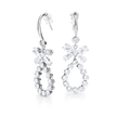 Clear Crystal Bow & Teardrop Hoop Drop Earrings