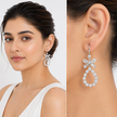 Clear Crystal Bow & Teardrop Hoop Drop Earrings