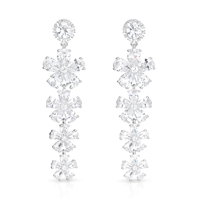 Clear Pear-Cut Floral Cascade Statement Drops