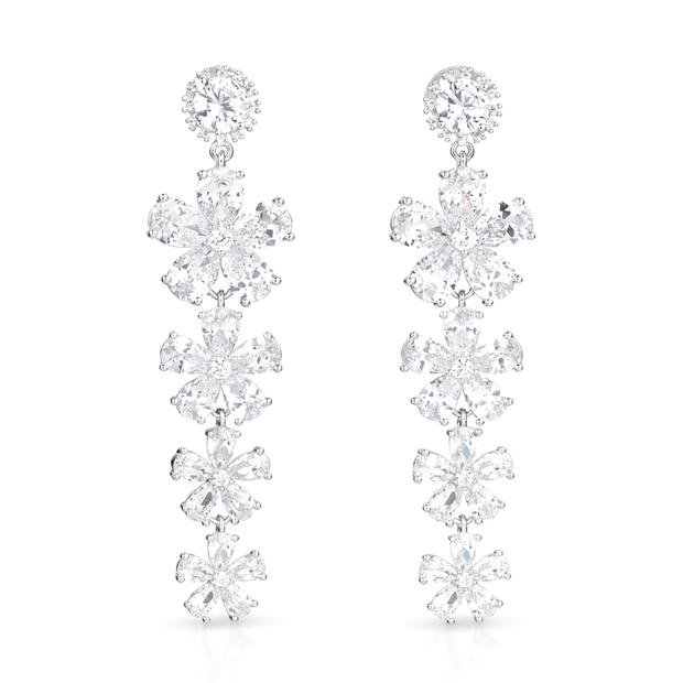 Clear Pear-Cut Floral Cascade Statement Drops