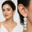 Clear Pear-Cut Floral Cascade Statement Drops