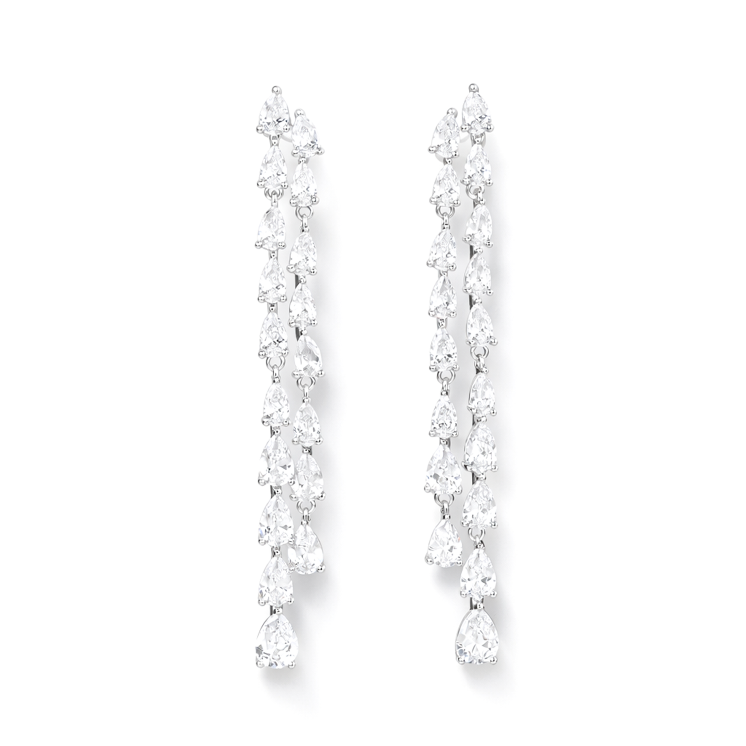 Clear Pear Cascade Linear Statement Drop Earrings