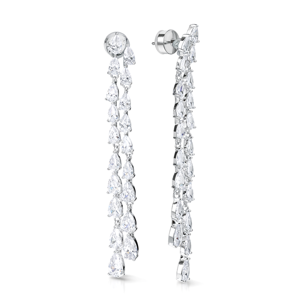 Clear Pear Cascade Linear Statement Drop Earrings