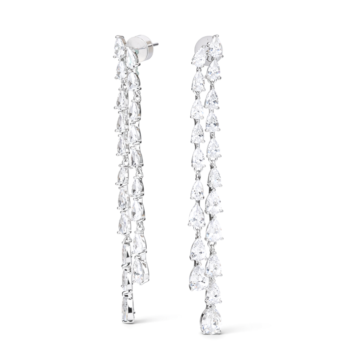 Clear Pear Cascade Linear Statement Drop Earrings