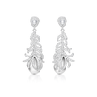 Clear Pavé Feather & Pearl Drop Earrings