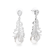 Clear Pavé Feather & Pearl Drop Earrings
