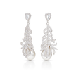 Clear Pavé Feather & Pearl Drop Earrings