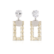 Yellow Champagne Crystal Open Rectangle Drop Earrings