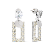 Yellow Champagne Crystal Open Rectangle Drop Earrings