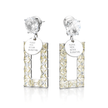 Yellow Champagne Crystal Open Rectangle Drop Earrings