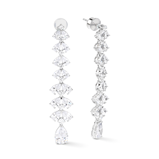 Clear Pear Cluster Vertical Cascade Drop Earrings