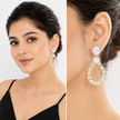Yellow Champagne Pear-Drop Open Hoop Statement Earrings
