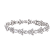 Clear CZ Floral Cluster Silver Tennis Bracelet