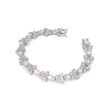 Clear CZ Floral Cluster Silver Tennis Bracelet