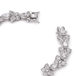 Clear CZ Floral Cluster Silver Tennis Bracelet