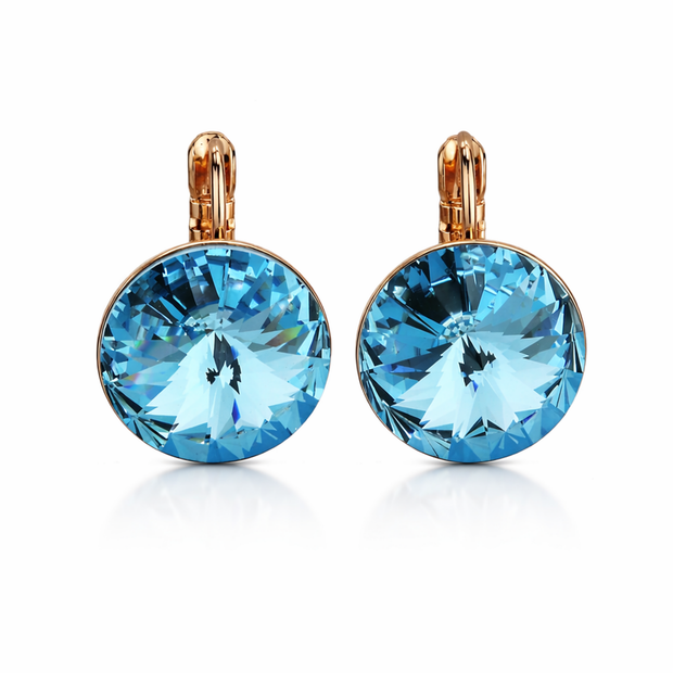 Azure Solitaire Lever-Back Earrings