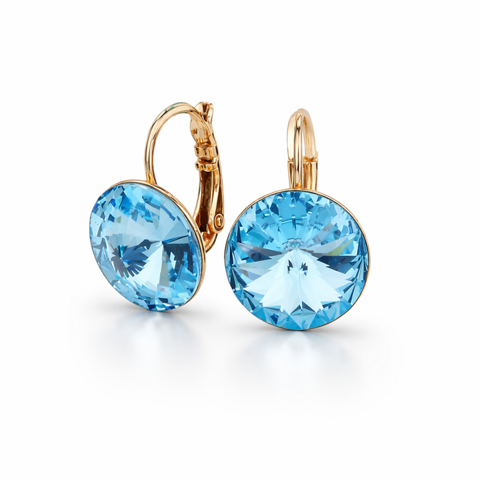 Azure Solitaire Lever-Back Earrings