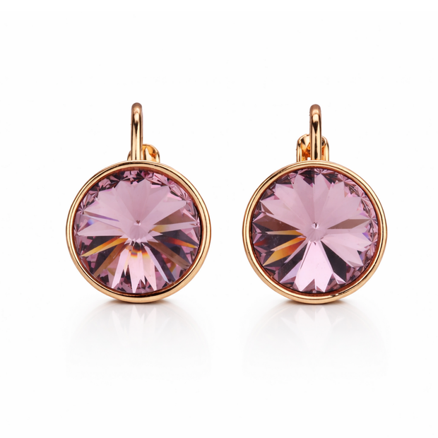 Blush Solitaire Lever-Back Earrings