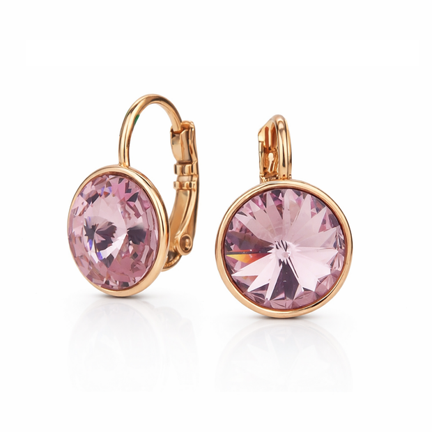Blush Solitaire Lever-Back Earrings