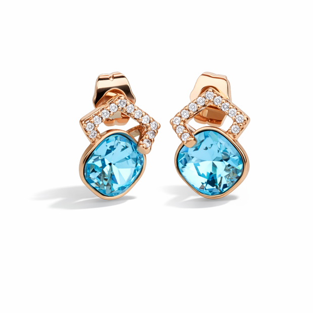Aqua Rhombus Stud Earrings