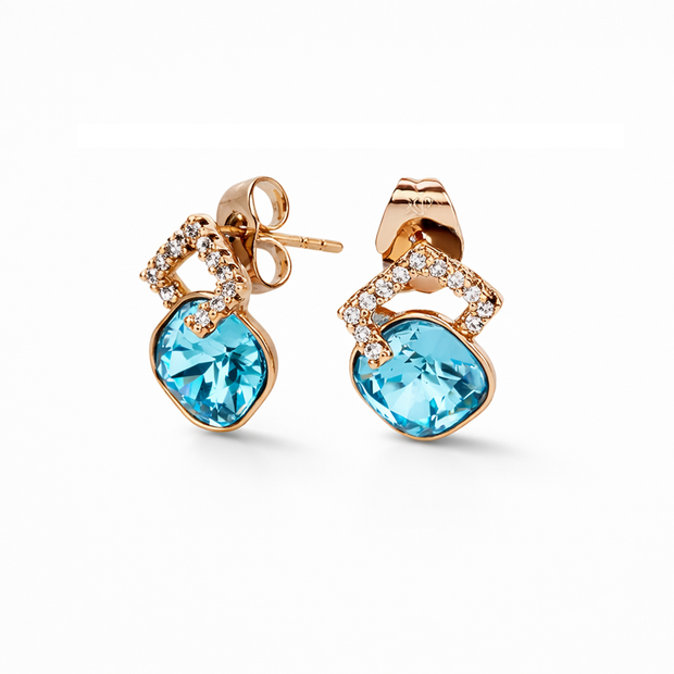 Aqua Rhombus Stud Earrings