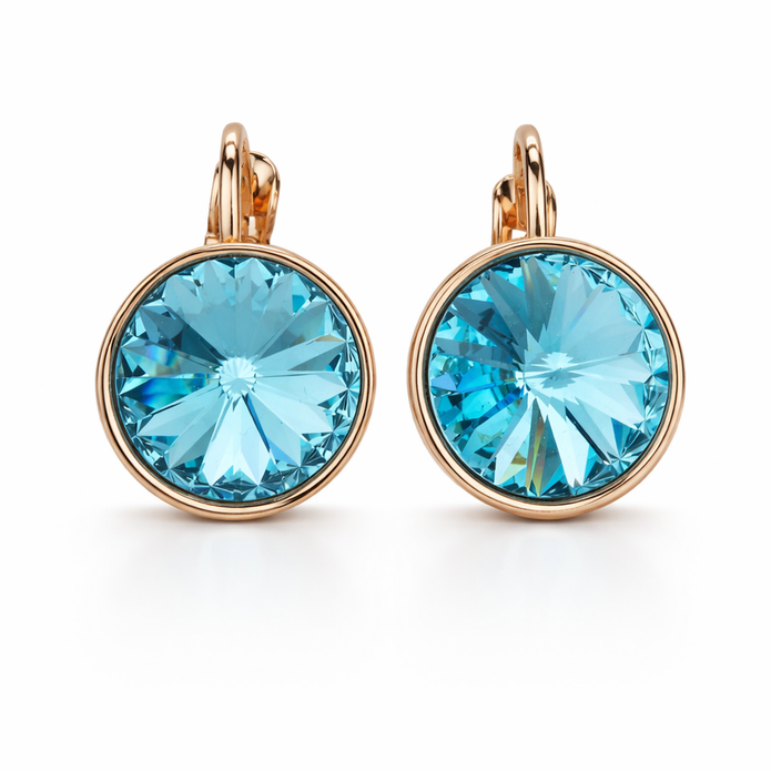 Sky Rivoli Lever-Back Earrings