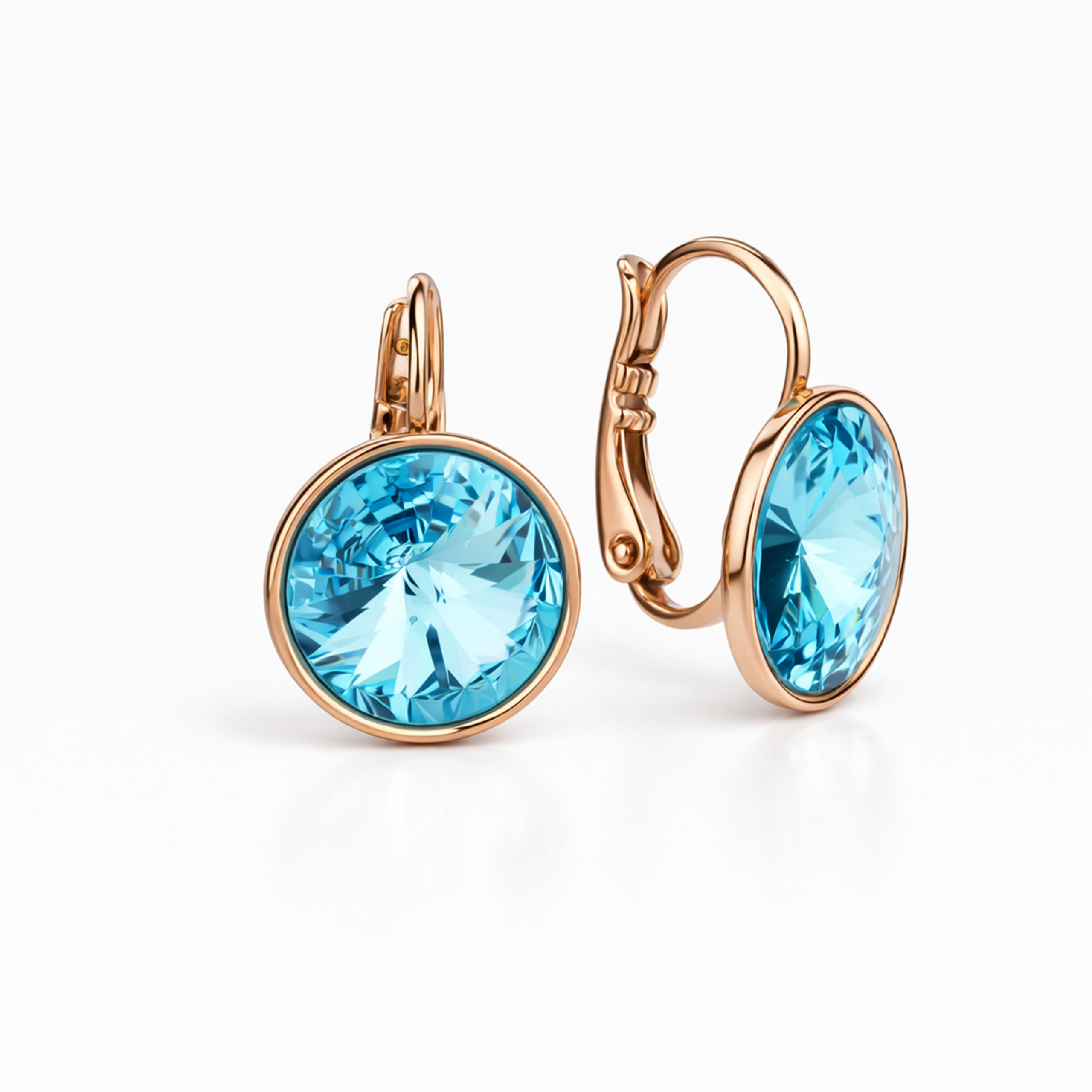 Sky Rivoli Lever-Back Earrings - Sky Blue