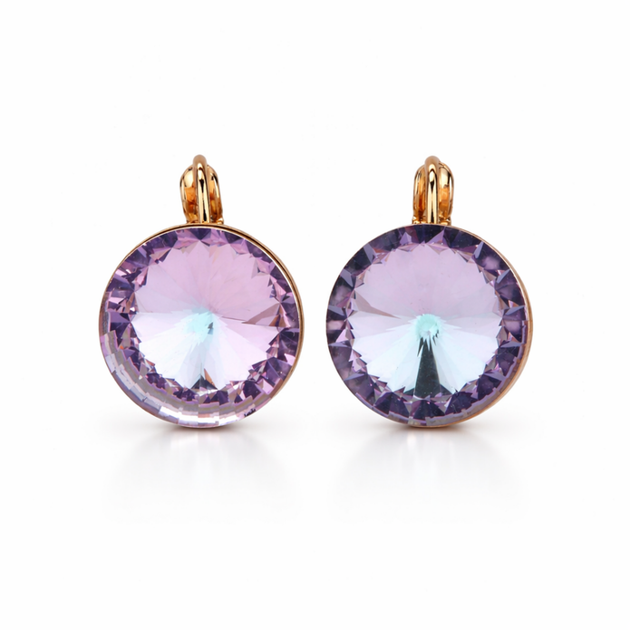 Sky Rivoli Lever-Back Earrings - Lavender