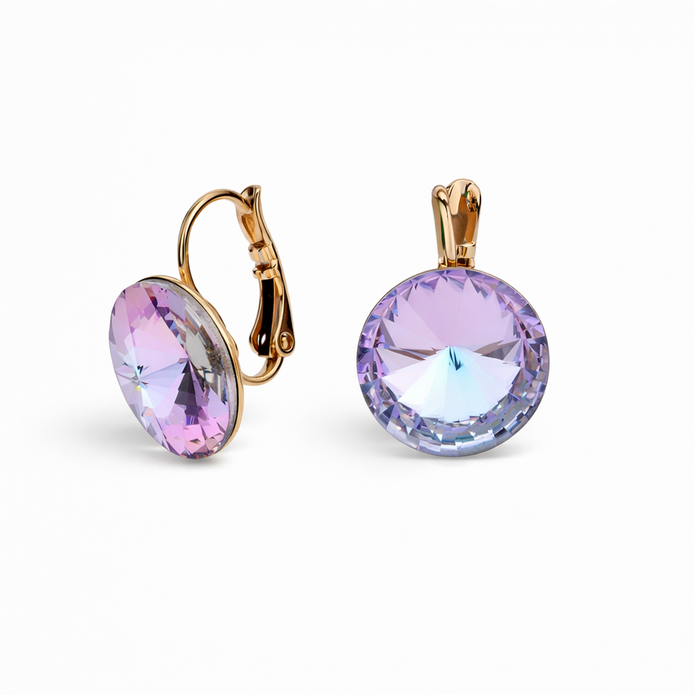 Sky Rivoli Lever-Back Earrings - Lavender