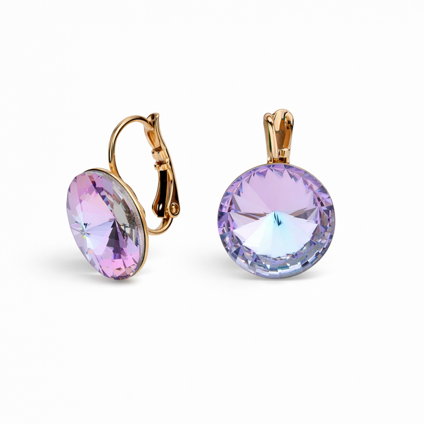 Sky Rivoli Lever-Back Earrings - Lavender