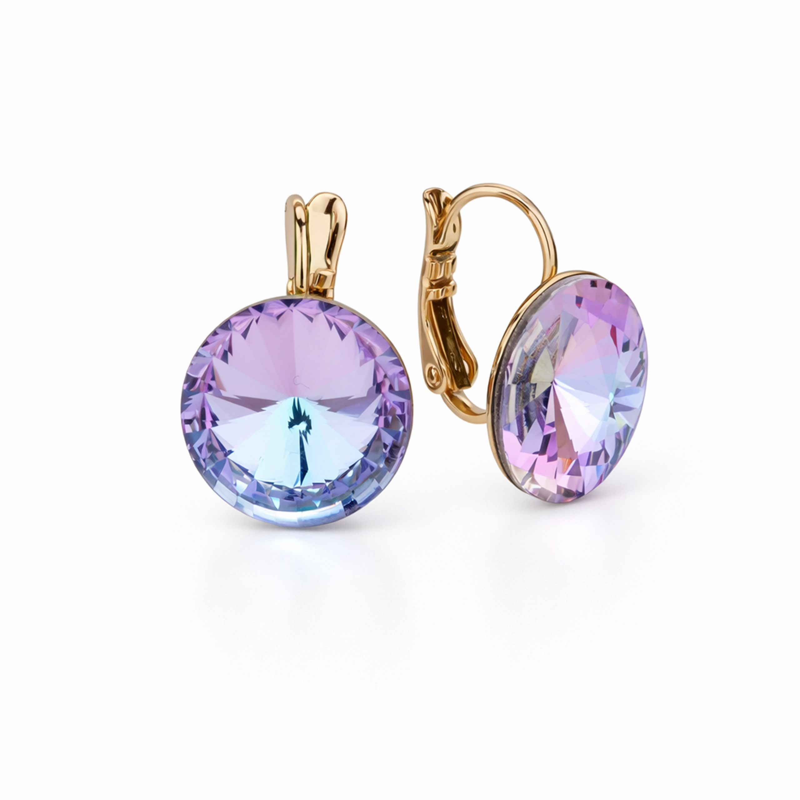 Sky Rivoli Lever-Back Earrings - Lavender