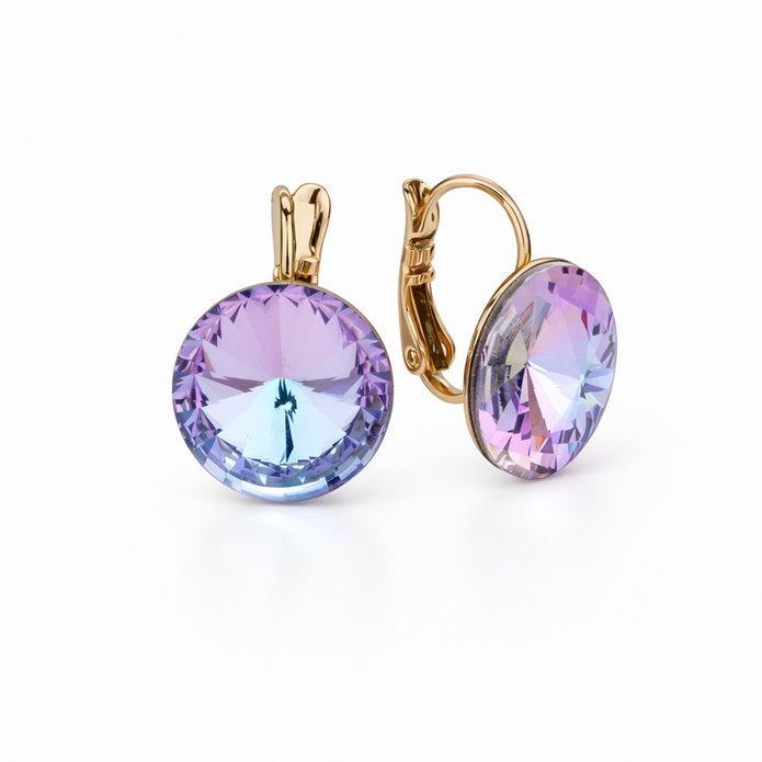 Sky Rivoli Lever-Back Earrings - Lavender