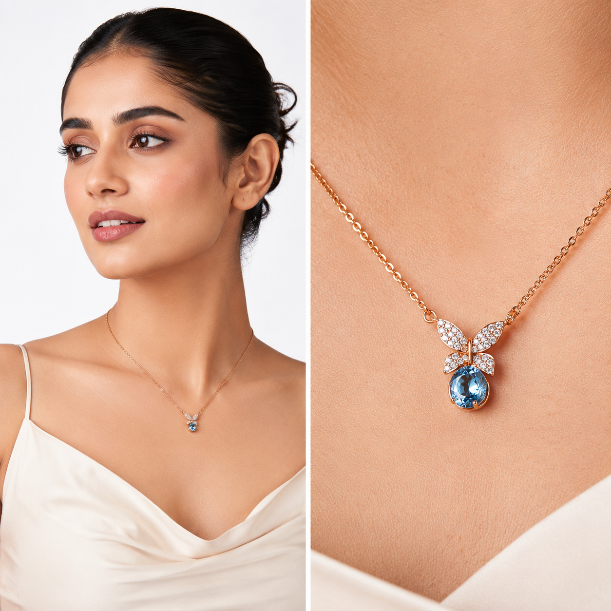 Aqua Halo Crown Pendant
