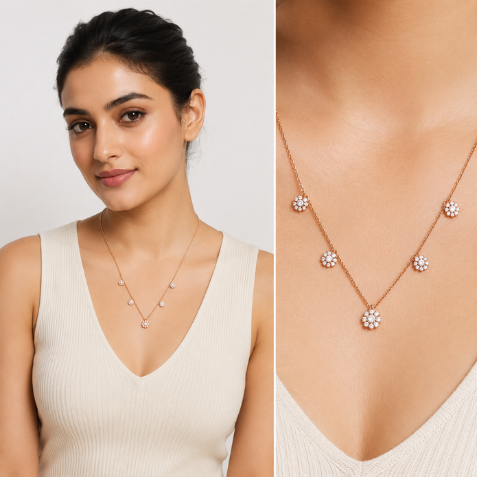Daisy Cascade Floral Necklace