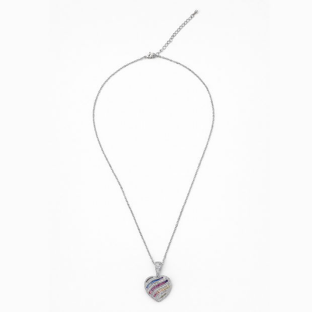 Rainbow Heart Pavé Pendant