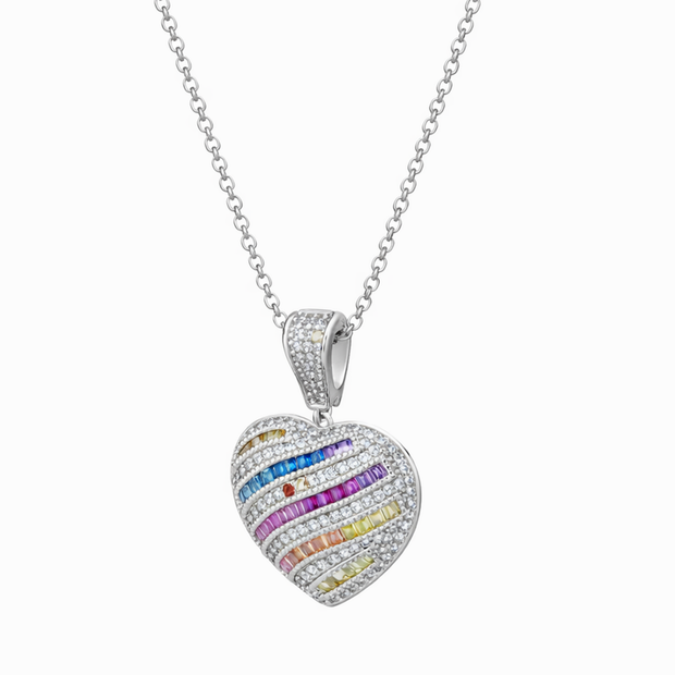 Rainbow Heart Pavé Pendant