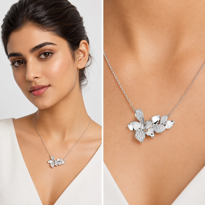 Silver Orchid Bloom Pendant