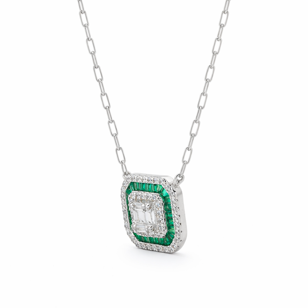 Emerald Green Halo Pendant