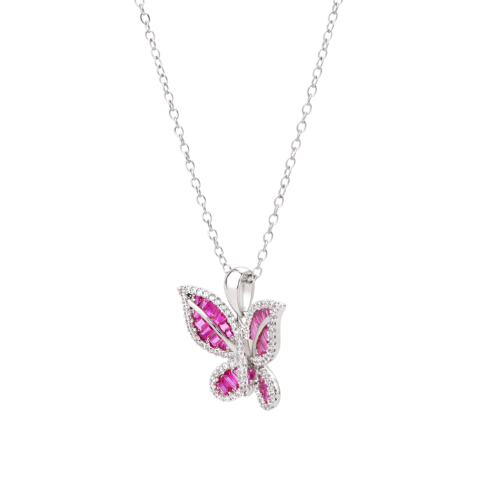 Crimson Butterfly Crystal Pendant