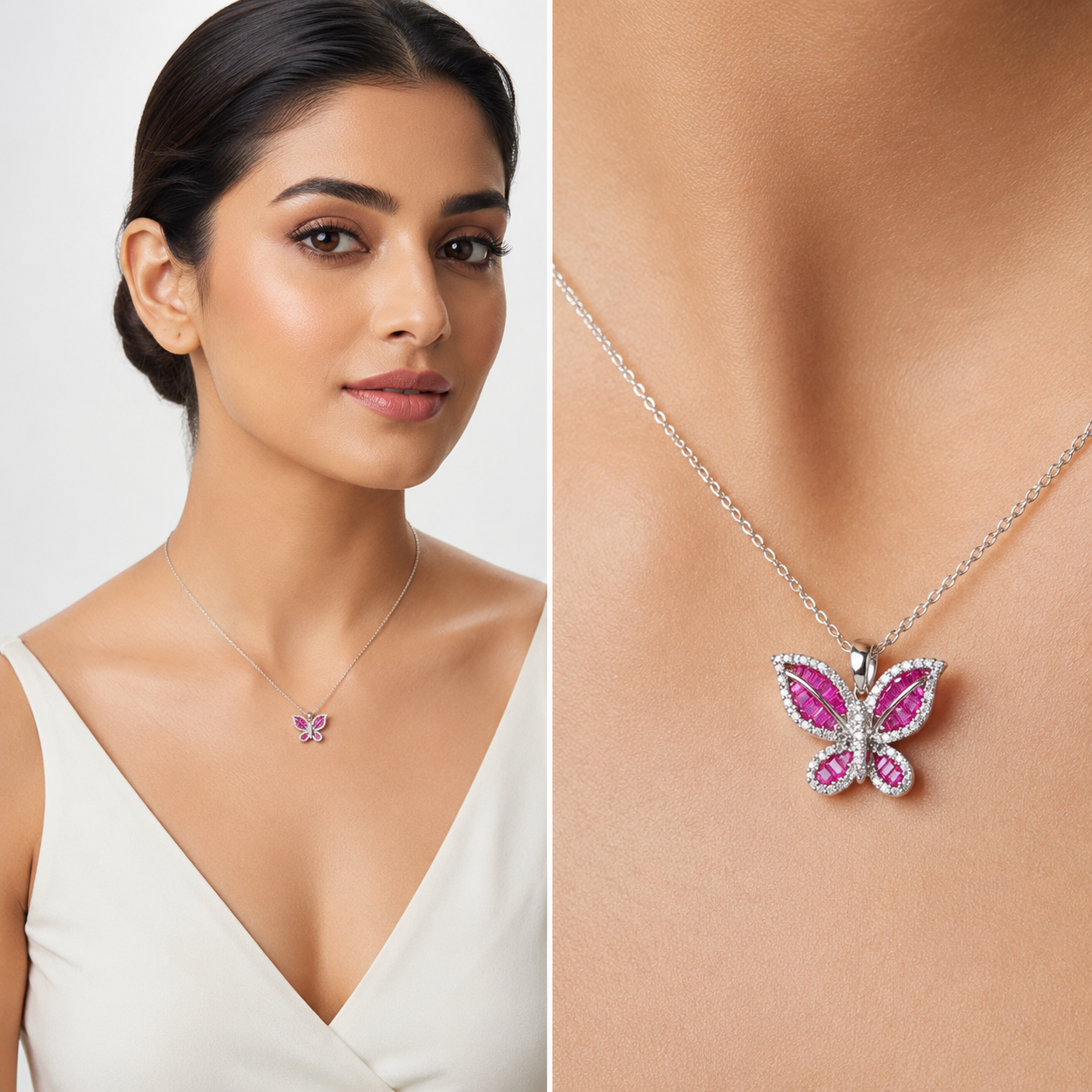 Crimson Butterfly Crystal Pendant