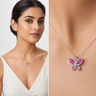 Crimson Butterfly Crystal Pendant