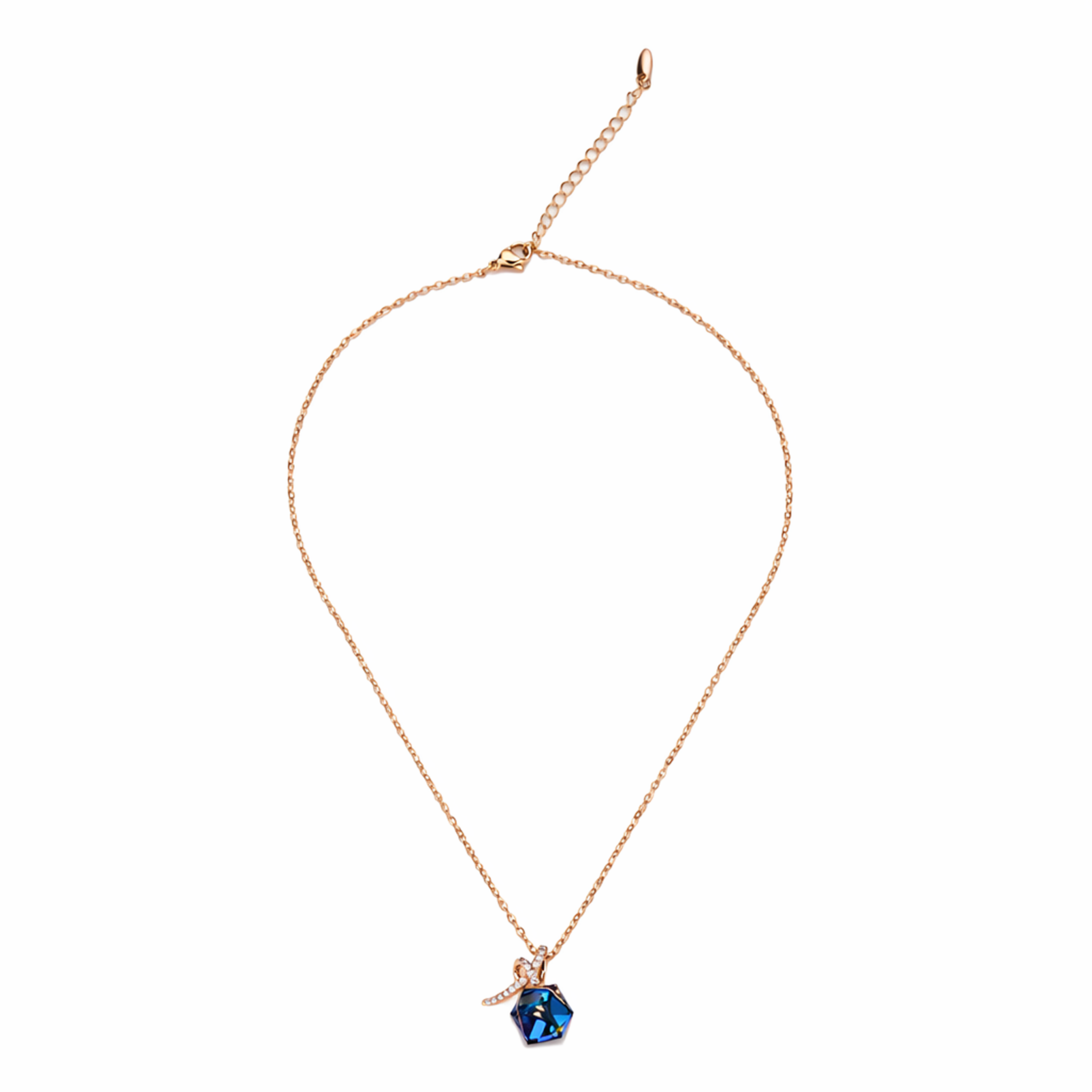Blue Hex Crescent Pendant
