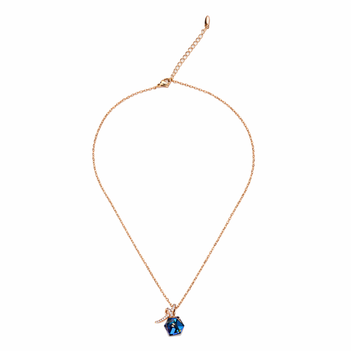 Blue Hex Crescent Pendant