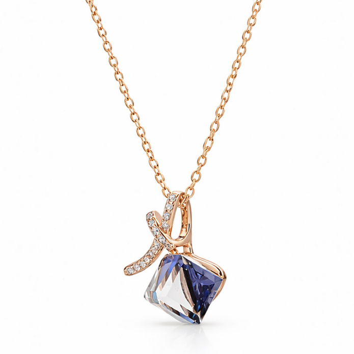 Blue Hex Crescent Pendant