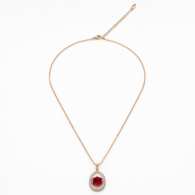 Ruby Hexagon Halo Pendant