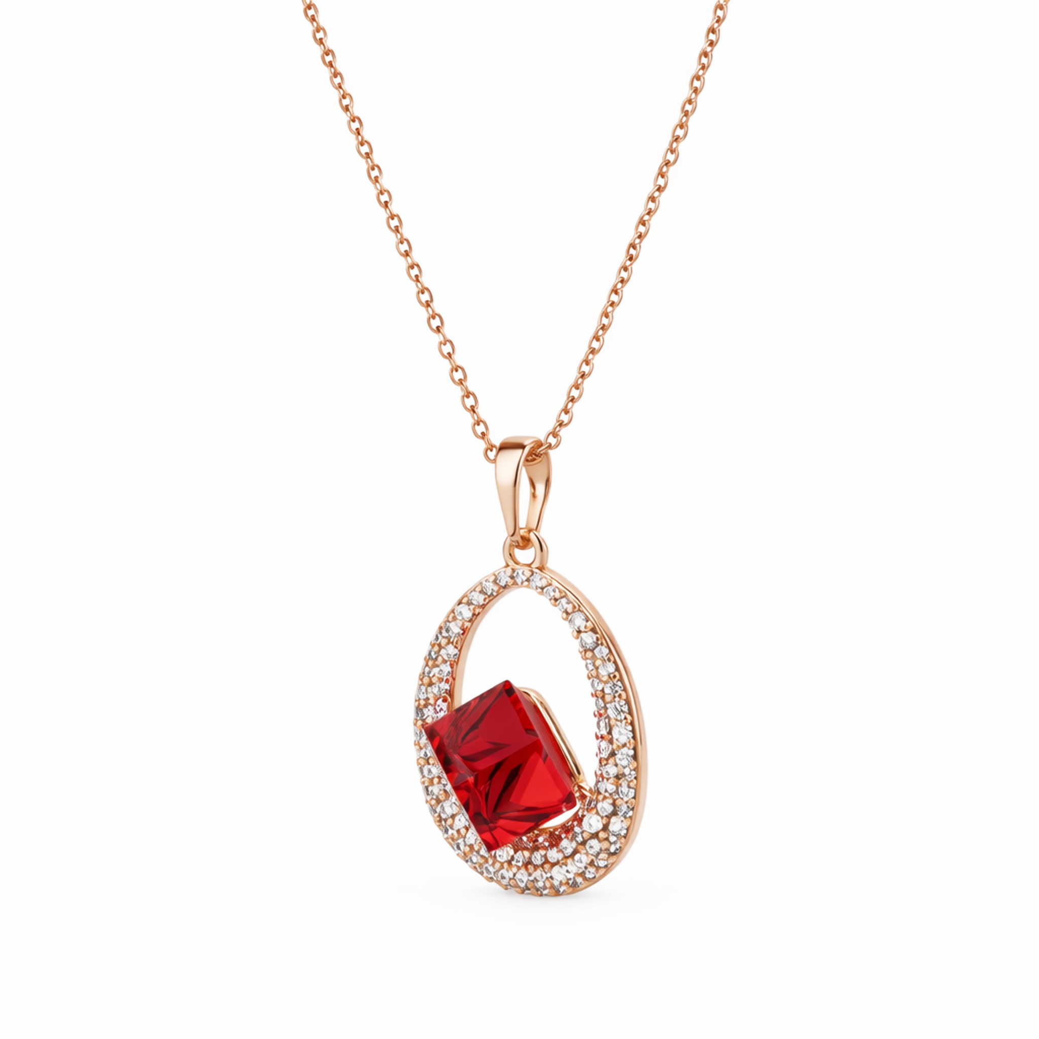 Ruby Hexagon Halo Pendant