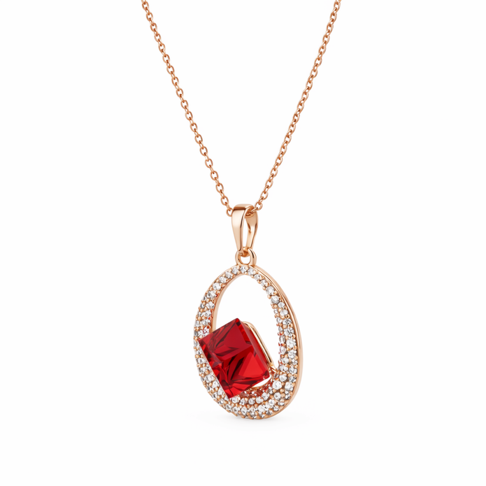 Ruby Hexagon Halo Pendant