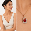 Ruby Hexagon Halo Pendant