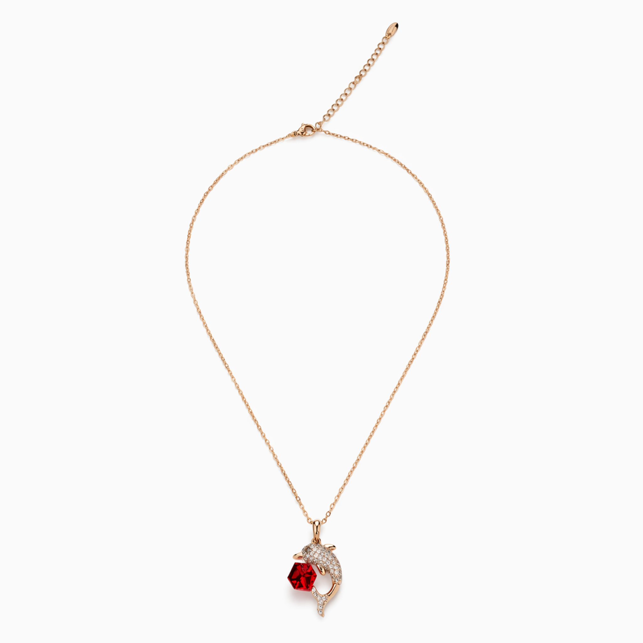 Scarlet Dolphin Crystal Pendant