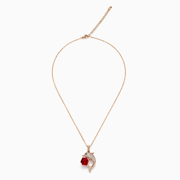 Scarlet Dolphin Crystal Pendant